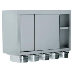 Tournus Equipement - Armoire suspendue CHR avec glissières support 5 bacs inox 1/3-100 - Portes coulissantes - Réf. 503563_0