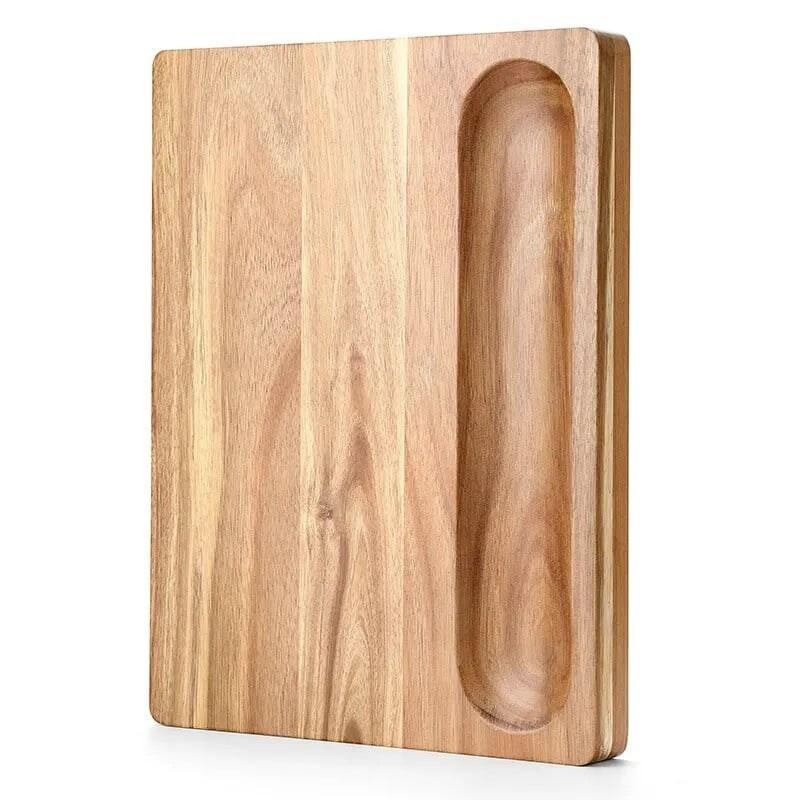 XinZuo - Planche à découper en bois d’acacia avec noyau de légumes et rainure de jus - multicolore Bois manufacturé QXC-01_0