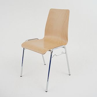 Chaise 109 Ordinaire - empilable par 10 pièces - Meubles Gaille SA - bois multi-couches et acier chromé_0