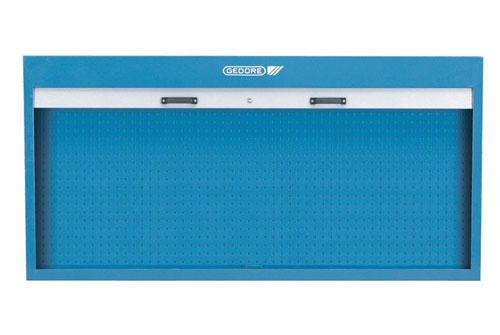 Armoire à outils en tôle d'acier - volet verrouillable - panneau perforé - assortiment de crochets No. 1500 HS 23 - H 890 x L 1810 x P 170 mm_0