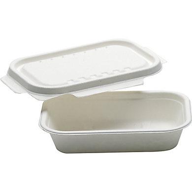 Barquette biodégradable à couvercle - 100% écologique - 130 x 130 x 59 mm - Fibres végétales et papier - Marque Cenpac_0