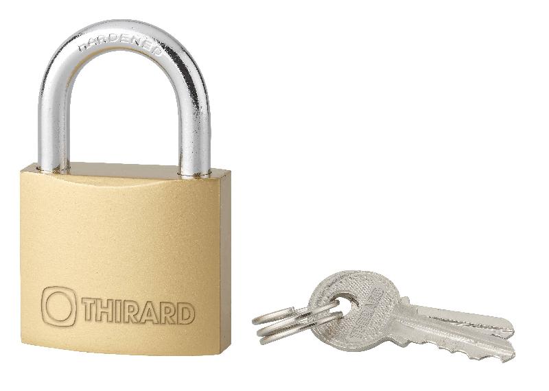 Cadenas à clé type 1 - 40 mm - Corps laiton monobloc - Anse acier cémenté nickelé - Thirard_0