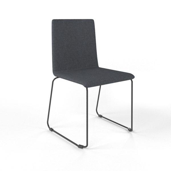 Chaise visiteur tissu Trevira 21 au choix - piétement traîneau noir - Mon Nouveau Bureau_0