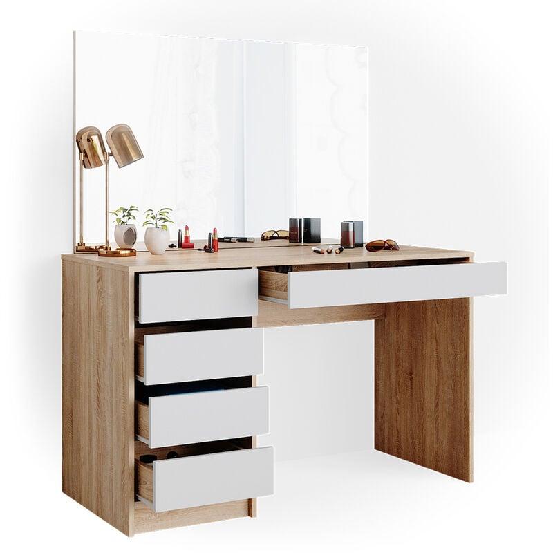 Coiffeuse table maquillage blanche + grand miroir avec LED + tabouret - Ciel & terre Commerce