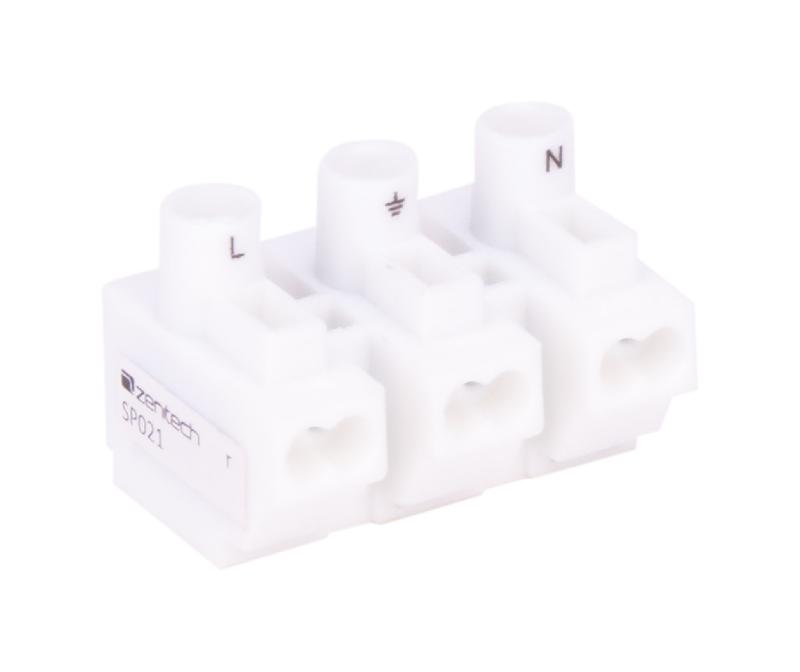 Connectique de luminaire Zenitech - 3 pôles souples et rigides - Blanc - Conforme normes CE_0