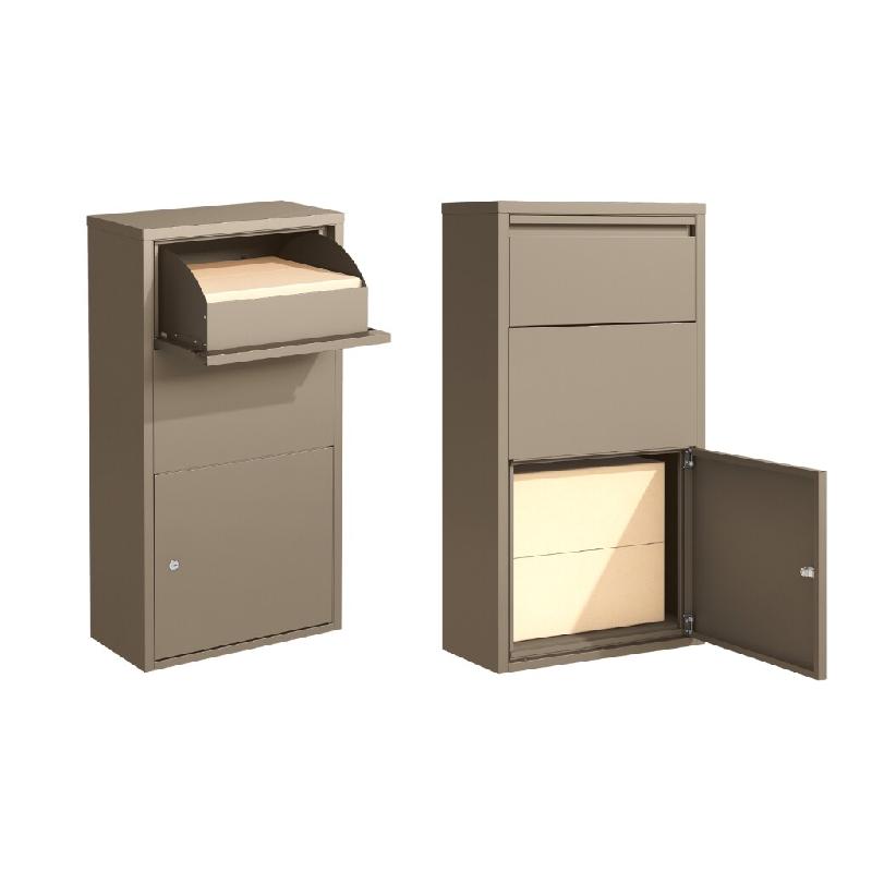 COULEURS DU MONDE Boîte auxlettres murale coloris taupe – Acier galvanisé, ouverture double - marron acier 3700263329524_0