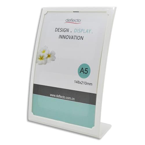 Deflecto porte-affiche incliné vertical A5 - forme bombée - blanc - 17 x 23 x 7,5 cm - éco-responsable_0