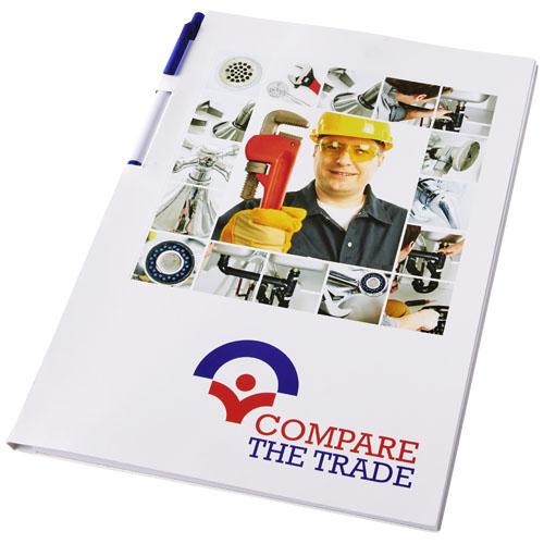 Ensemble conférencier Essential - bloc-notes A4 50 feuilles - stylo Calypso intégré - couverture rigide 350g/m²_0
