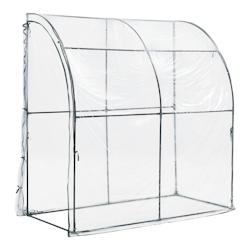 Helloshop26 - Serre de jardin adossée juta en acier et PVC à porte zippée 100 x 200 x 215 cm 03_0008248 - 3001922547762_0