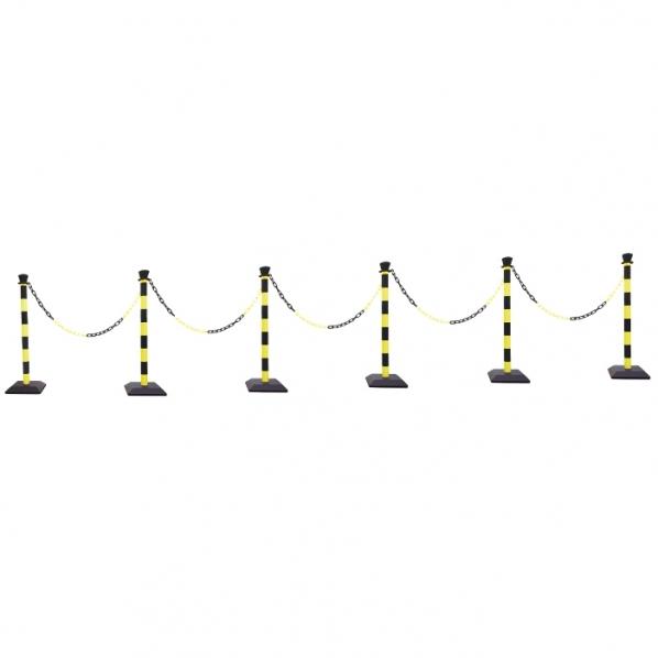 Kit poteaux PVC avec chaîne Noir/jaune_0