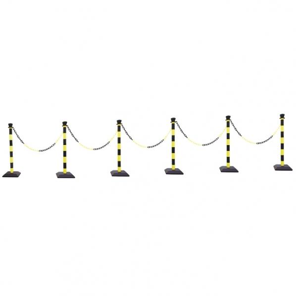 Kit poteaux PVC avec chaîne Noir/Jaune - 2 versions et 2 coloris - Marque Rolléco_0