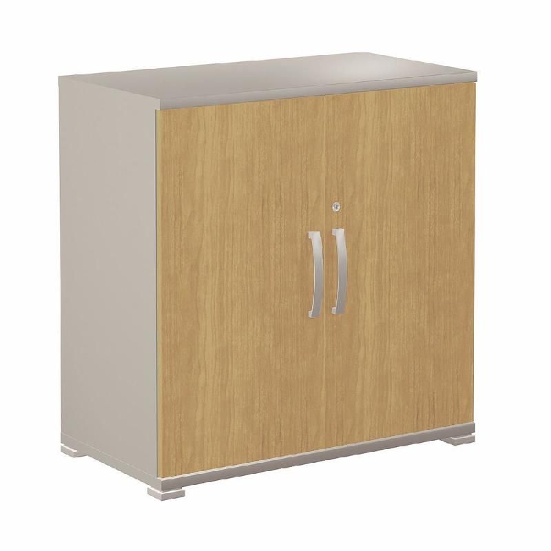 MEUBLE BAS ACTIVITY 2 AVEC PORTES - H. 73 X L. 80 X P. 45 CM - CORPS BLANC - COLORIS DES PORTES : POIRIER.