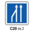 Panneau de signalisation d'indication type C28 ex.3 - réduction du nombre de voies - formats miniatures à exceptionnels_0