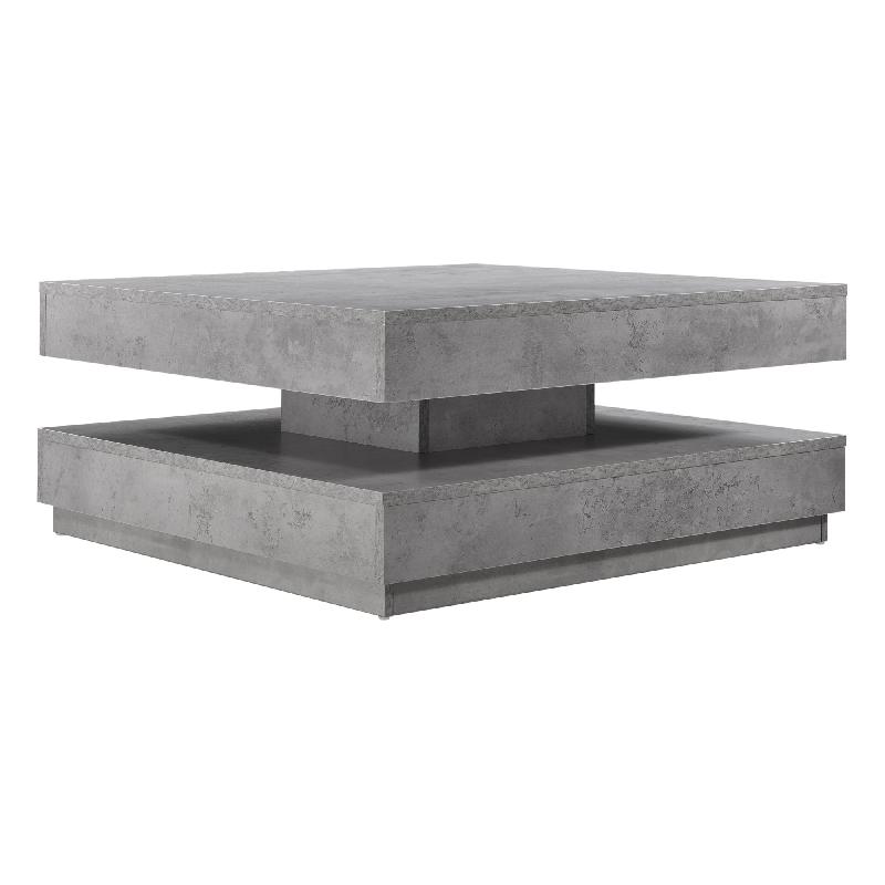 TABLE BASSE AVEC PLATEAU TOURNANT 76 X 76 CM BOIS GRIS BÉTON 03_0004128_0