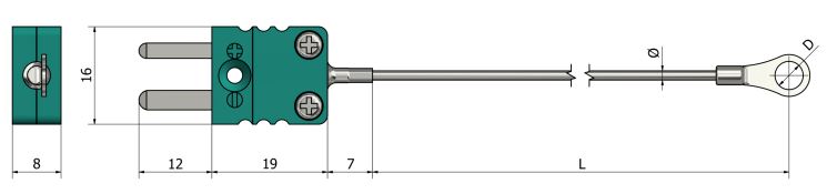 Thermocouple chemisé à œillet avec sortie connecteur - TM50 - Type K, N, J, T, E, R, S, B - Matériau Inconel 600, AISI310, AISI316, AISI321_0