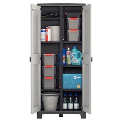 Armoire haute à portes battantes - 8 tablettes modulables - Résine solide et imputrescible_0