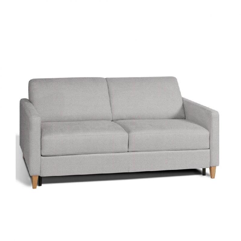 Canapé convertible express Nordic - Couchage 160x197 cm - Matelas 16 cm - Velours gris clair_0