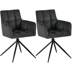 CLP Lot de 2 chaises de salle à manger Jonah en tissu Noir - noir textile 327482_0