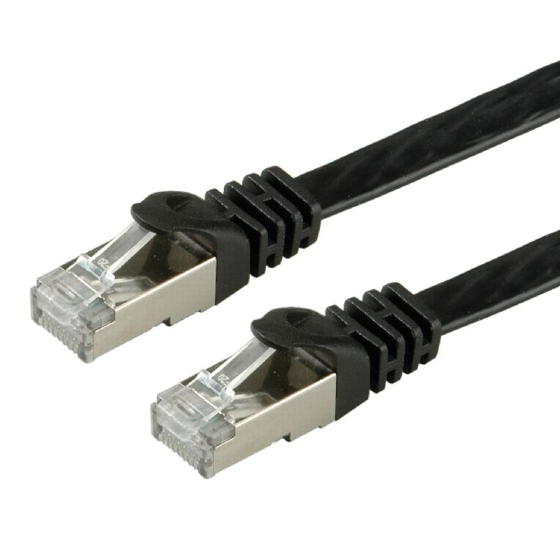 Cordon VALUE Cat.6 (Classe E) F/UTP confectionné, plat, noir, 1,5 m_0