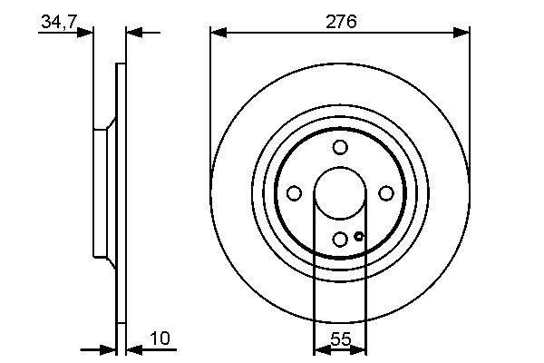 Disque de frein Bosch 0986479473 - boîte de 2 disques - arrière - plein - 4 trous - épaisseur 10 mm_0