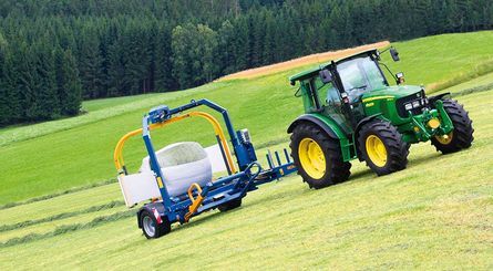 G5012 - Enrubanneuse agricole tractée avec satellite double - Goewell Maschinenbau GmbH - Poids des balles max. 1 800 kg_0