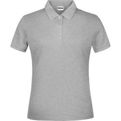 JAMES NICHOLSON, Polo femme, manches courtes, manches avec bande elasthanne, gris clair chiné, XL, - XL gris 7865540509924_0
