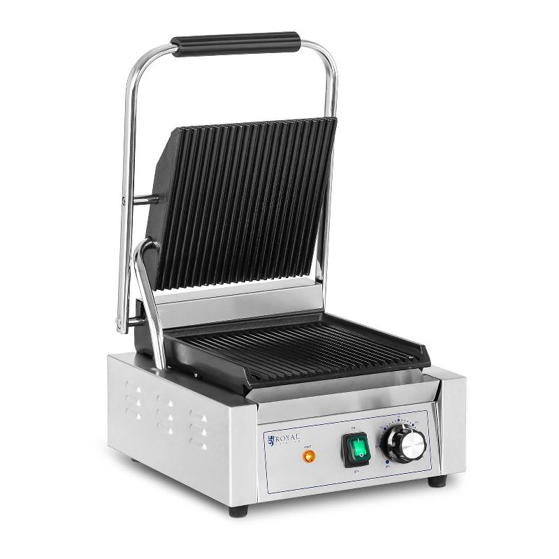 MACHINE À PANINI APPAREIL TOASTER PRESSE 1 800 WATTS RAINURÉE 50 - 300 °C AVEC COLLECTEUR DE GRAISSE INOX/FONTE DE FER 14_0004010_0