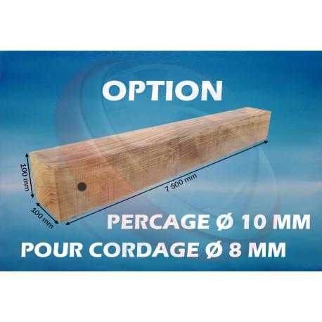 Option perçage ø10 mm sur cale en bois - Référence cebpe10 - Pour insertion corde 8 mm_0