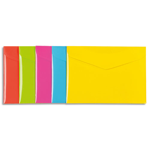 POCHETTE ENVELOPPE VIQUEL HAPPY FLUO - POLYPROPYLENE 2/10EME - FORMAT 25 X 18 CM - COLORIS ASSORTIS - LOT DE 25