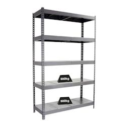 PROREGAL Étagère pour charges lourdes METAL BEAST FIVE | HxLxP 200x150x60cm | Charge du compartiment 600kg | Gris - gris métal PR_RS18-06_0