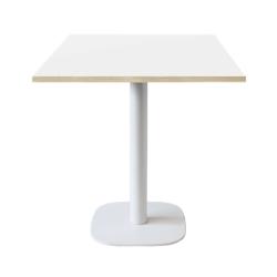 Restootab - Table 70x70cm - modèle Round pied blanc blanc chants bois - blanc fonte 3760371511174_0