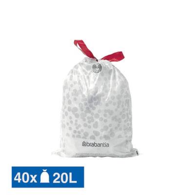 Sacs poubelle déchets courants Brabantia poignées coulissantes blancs 20 L, lot de 40_0