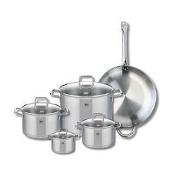Set de 1 Poêle de cuisson 32 cm et 4 faitouts 12, 16, 20 et 26 cm Elo Profi Citrin - gris Acier inoxydable 18/10 3176239950120_0