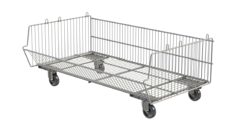 Socle roulant zingué - fil d'acier avec roulettes pivotantes Ø 75 mm et freins pour corbeille_0