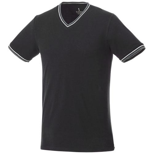 T-shirt maille piquée manches courtes homme Elbert - col V contrasté - 100% coton - 180 g/m²_0