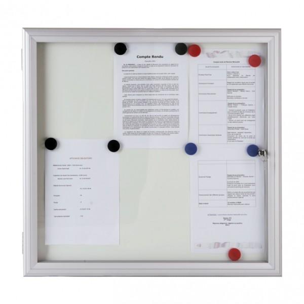 Vitrine fine d'extérieur 1 x A4 - vitre en plexiglas - étanche et ventilée - fond magnétique - sécurisée par serrure_0