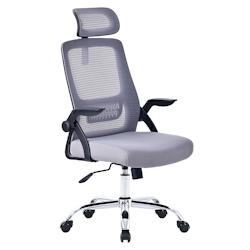 AMS-OFFICE Chaise de bureau OFFICE-1-GREY  Fauteuil informatique - Siège de bureau coloris gris, pied chromé - gris 3666630011099_0
