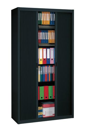 ARMOIRE MÉTAL À RIDEAUX DÉMONTABLE CLASSIQUE H 220 X L 100 CM CORPS NOIR / RIDEAUX NOIR