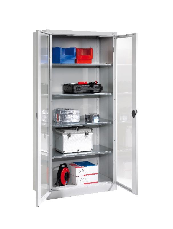 ARMOIRE À PORTES VITRÉES 4 TABLETTES L/H/P : 930 X 1950 X 400 MM - MANUTAN COLLECTIVITÉS