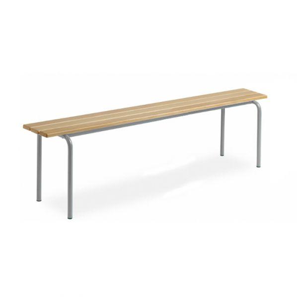 Banc vestiaire sans dossier - 1600 mm - 3 lames en hêtre vernis - pieds stables Epoxy Gris_0