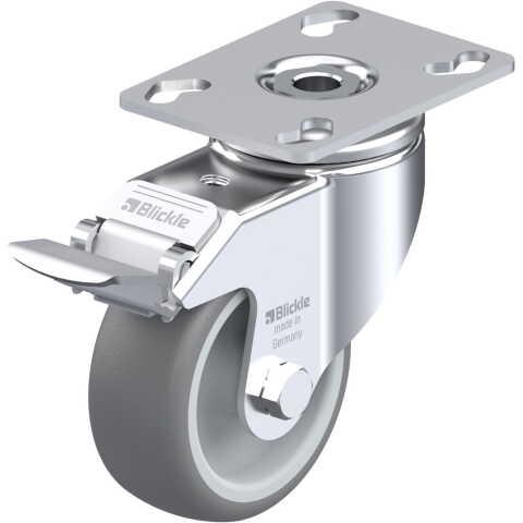 BLICKLE - ROULETTE PIVOTANTE À FREIN Ø 80MM BANDAGE CAOUTCHOUC TPE 100KG - LKPA-TPA 80G-FI