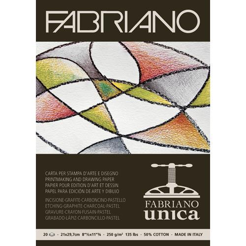 BLOC FABRIANO UNICA - 20 FEUILLES A4 - PAPIER BLANC 250G A BASE DE 50% DE COTON - IDEAL TECHNIQUES SECHES