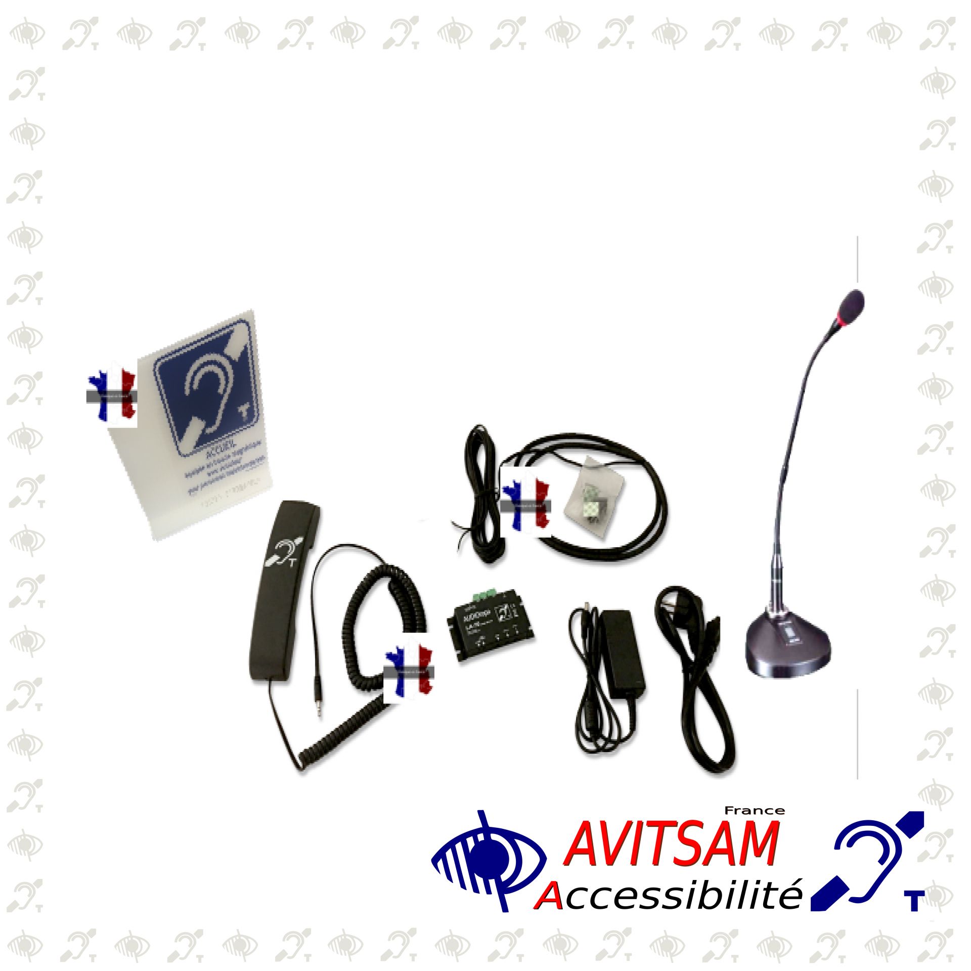 Boucle magnétique d'accueil LA-70-COMBI-SET - système inductophone pour mobilier, compatible aides auditives_0