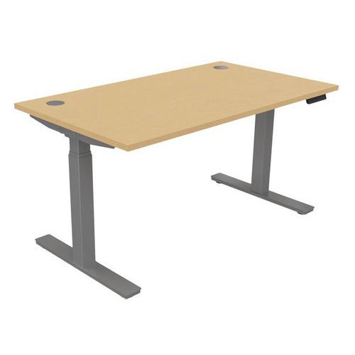 BUREAU HAUT.RÉGLABLE ÉLECTR. EVO 140X80 CM HÊTRE/ALU - BURONOMIC