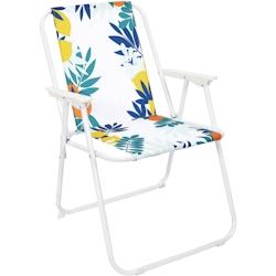 Chaise de jardin pliante en acier et tissu Rio The Home Deco Factory - blanc 3664944391883_0