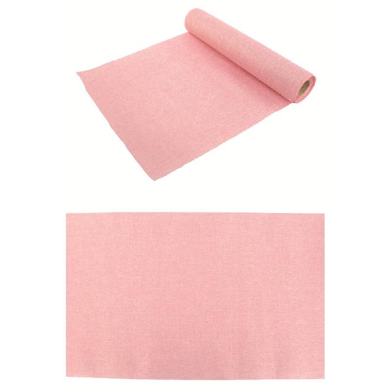 Chemin de table Burlap rose pastel métal 28cm x 5m_0