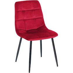 Décoshop26 - Chaise de salle à manger x1 coutures décoratives carrées en tissu velours rouge et métal noir 10_0002134 - noir 3000250855853_0