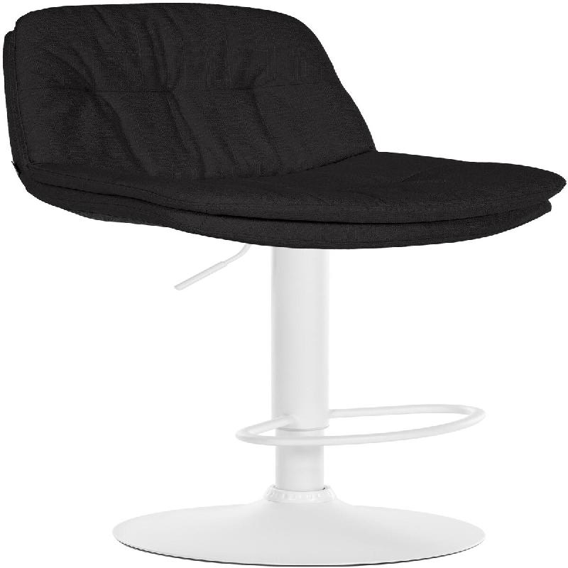 Décoshop26 - Tabouret chaise haute x1 pour cuisine et bar à assise moelleuse en tissu noir cadre en métal blanc 10_0005982 - blanc métal 3000265326676_0