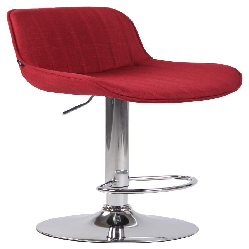 Décoshop26 - Tabouret de bar chaise haute x1 en tissu rouge coutures verticales support en métal chromé 10_0005116 - rouge métal 3000252470184_0