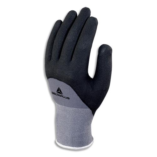 Delta plus paire de gants ve gris noir en polyamide spandex, enduction nitrile et polyuréthane, taille 9_0